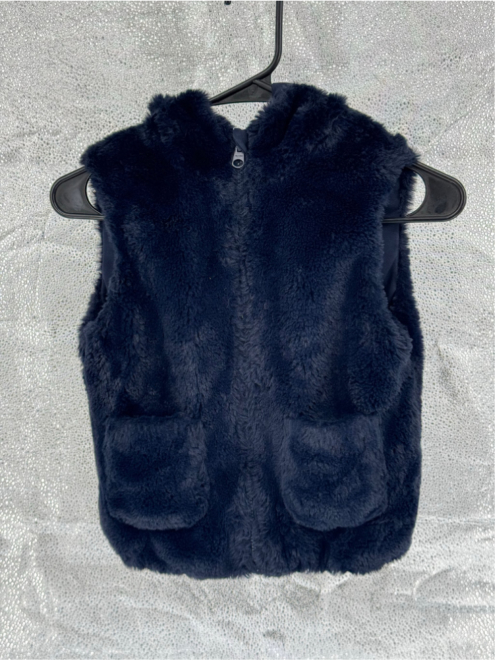 Girls Tommy Hilfiger Faux Fur Vest Navy Size 7